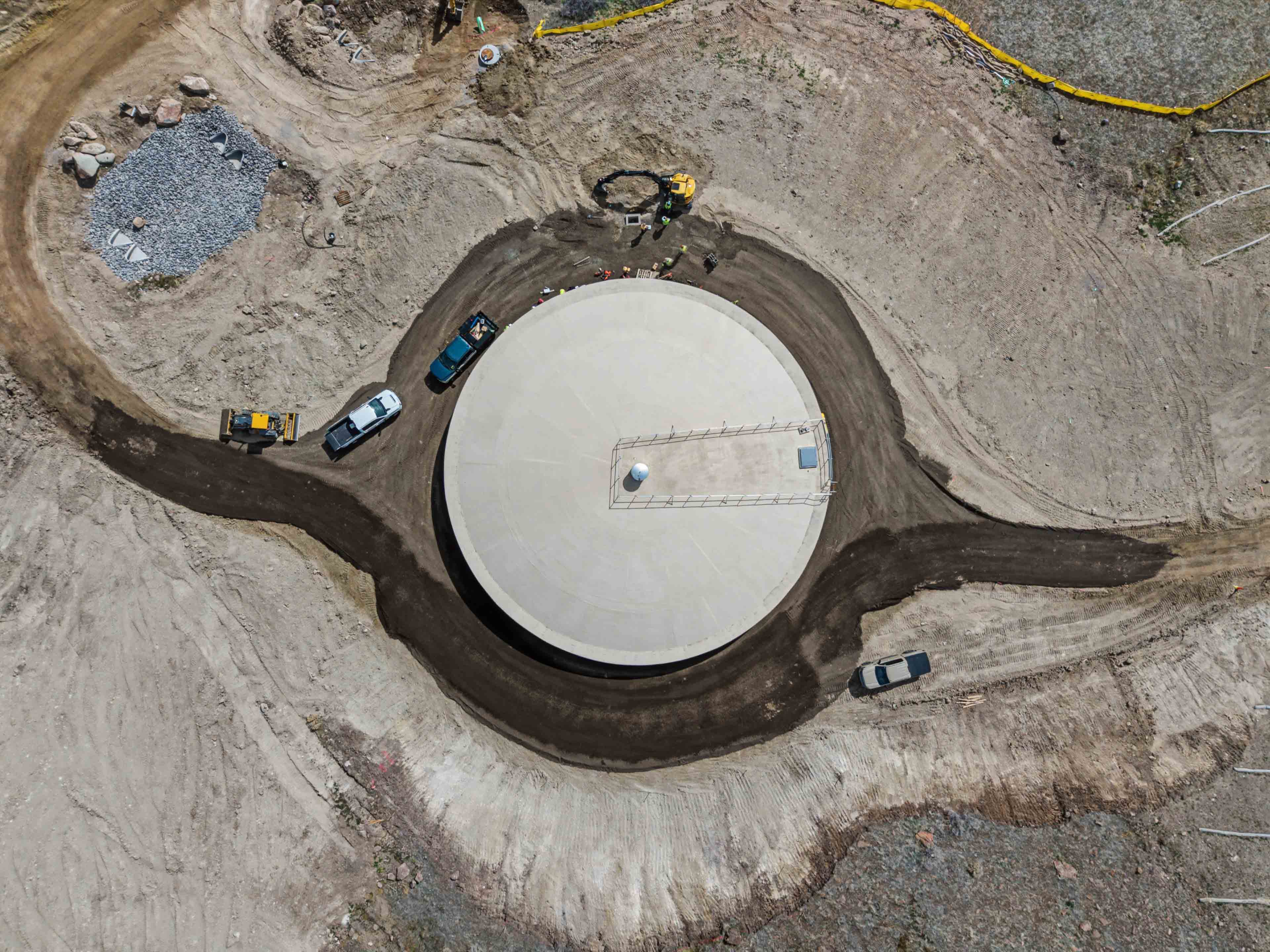 aerial top down water tank construction 1