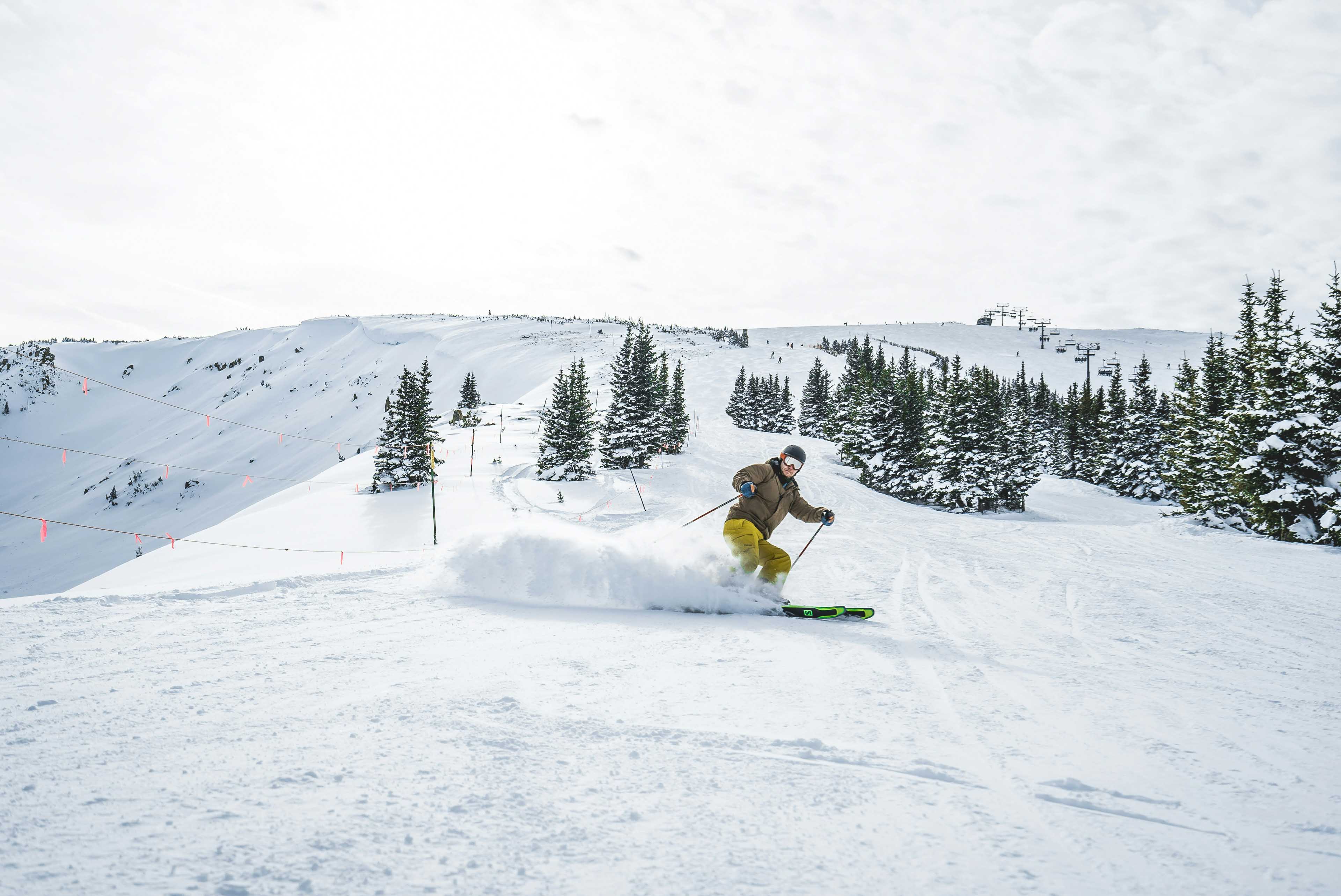 skier on powder snow nevada mountain resort