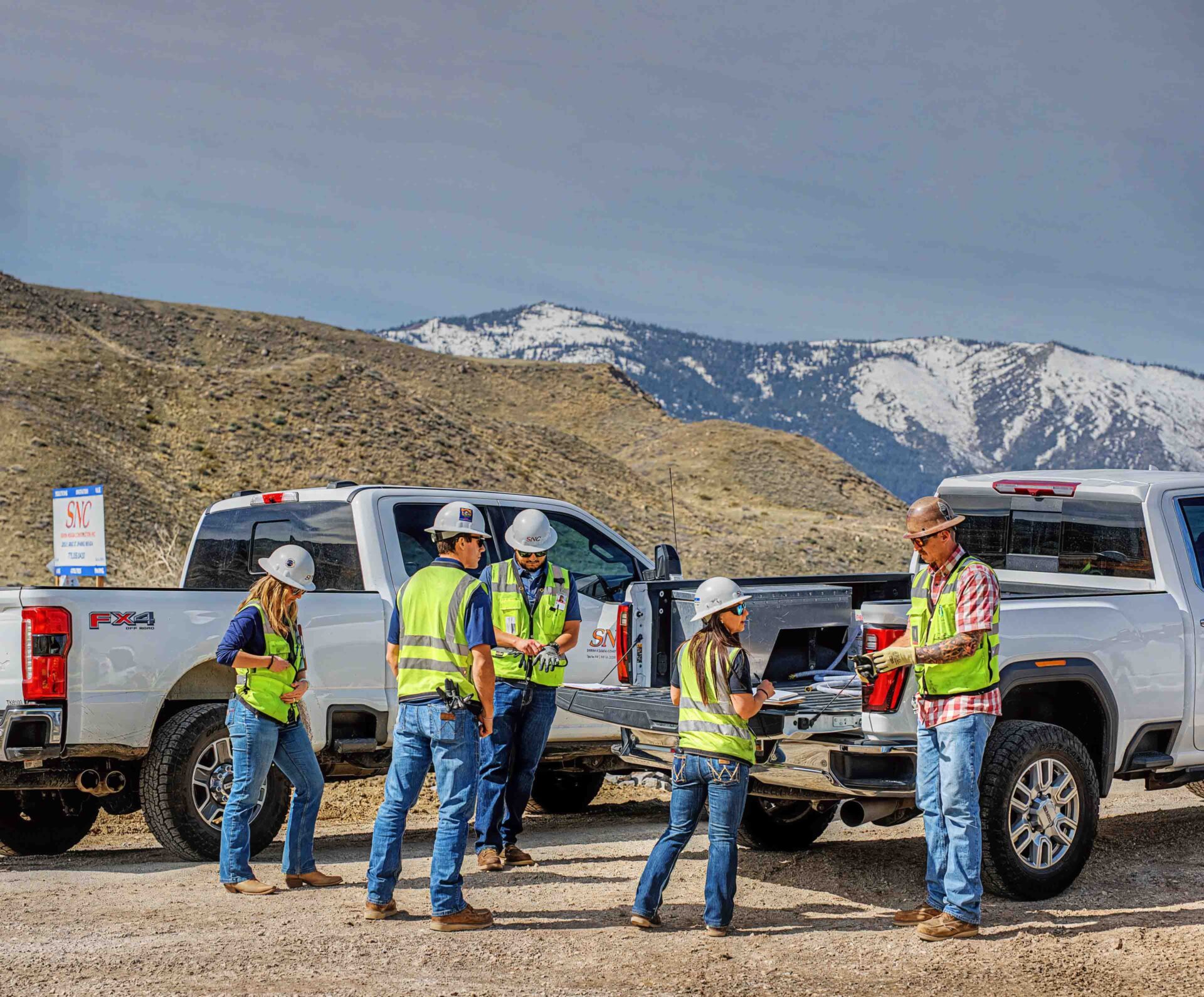 snc construction team job site nevada mountains